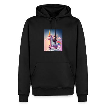 Mignon Licorne Arc-en-ciel Loutre chevauchant une licorne - Sweat à capuche Premium bio Homme - noir - Devant - Nico (187cm)