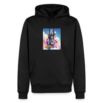 Mignon Licorne Arc-en-ciel Loutre chevauchant une licorne - Sweat à capuche Premium bio Homme - noir - Devant - Nico (187cm)