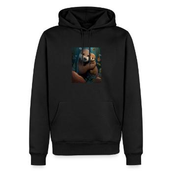 Cute Baby Otter Mother's Love Otter Baby - Männer Premium Bio Hoodie - Schwarz - Vorne - Nico (187cm)