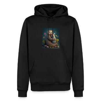 Mignon bébé loutre Amour de la mère Bébé Loutre - Sweat à capuche Premium bio Homme - noir - Devant - Nico (187cm)