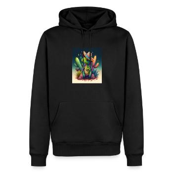Dinosaure amoureux des dinosaures verts portant un sombrero - Sweat à capuche Premium bio Homme - noir - Devant - Nico (187cm)