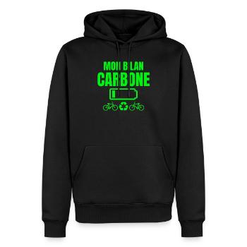 bilan carbone, écologie, écologiste - Sweat à capuche Premium bio Homme - noir - Devant - Nico (187cm)