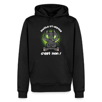 Chat têtu - Sweat à capuche Premium bio Homme - noir - Devant - Nico (187cm)