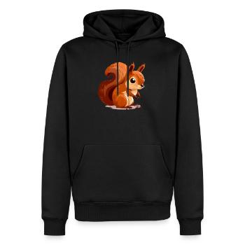 Sunny Squirrel Charm - Men’s Premium Organic Hoodie - black - Front - Nico (187cm)
