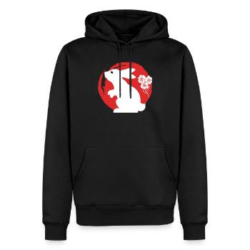 Bunny Silhouette Japonais - Sweat à capuche Premium bio Homme - noir - Devant - Nico (187cm)