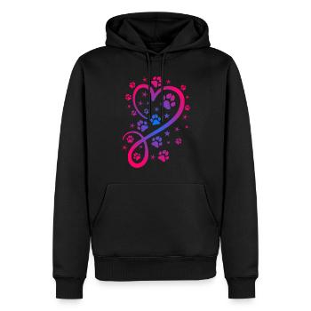 Herz mit Pfötchen und Sternen - Männer Premium Bio Hoodie - Schwarz - Vorne - Nico (187cm)
