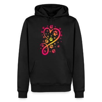 Herz mit Pfötchen und Sternen - Männer Premium Bio Hoodie - Schwarz - Vorne - Nico (187cm)