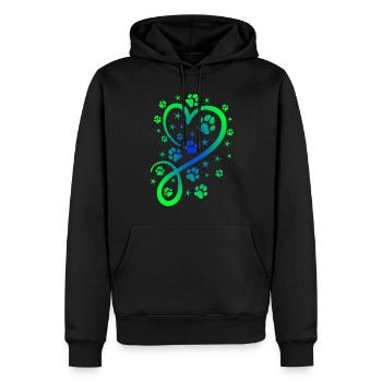 Herz mit Pfötchen und Sternen - Männer Premium Bio Hoodie - Schwarz - Vorne - Nico (187cm)