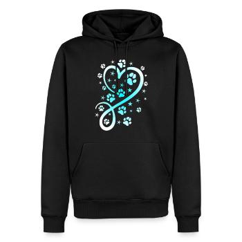 Herz mit Pfötchen und Sternen - Männer Premium Bio Hoodie - Schwarz - Vorne - Nico (187cm)