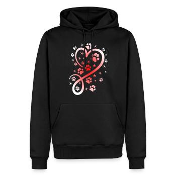 Herz mit Pfötchen und Sternen - Männer Premium Bio Hoodie - Schwarz - Vorne - Nico (187cm)