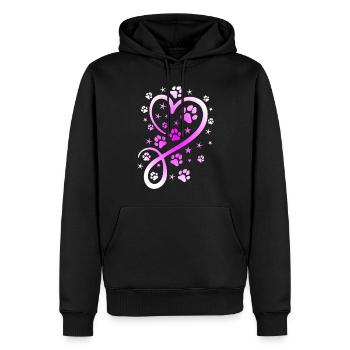 Herz mit Pfötchen und Sternen - Männer Premium Bio Hoodie - Schwarz - Vorne - Nico (187cm)