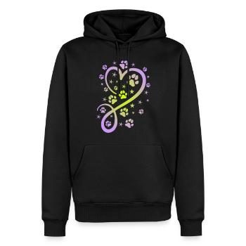 Herz mit Pfötchen und Sternen - Männer Premium Bio Hoodie - Schwarz - Vorne - Nico (187cm)