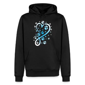 Herz mit Pfötchen und Sternen - Männer Premium Bio Hoodie - Schwarz - Vorne - Nico (187cm)