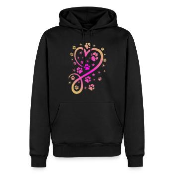 Herz mit Pfötchen und Sternen - Männer Premium Bio Hoodie - Schwarz - Vorne - Nico (187cm)
