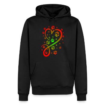 Herz mit Pfötchen und Sternen - Männer Premium Bio Hoodie - Schwarz - Vorne - Nico (187cm)