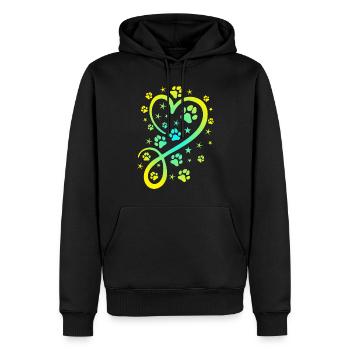 Herz mit Pfötchen und Sternen - Männer Premium Bio Hoodie - Schwarz - Vorne - Nico (187cm)