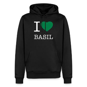 I LOVE BASIL Basilikum - Männer Premium Bio Hoodie - Schwarz - Vorne - Nico (187cm)