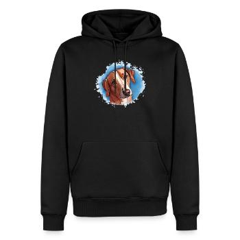 Hund SAVEBRACKE Jagdhund türkis Aquarell Design  - Männer Premium Bio Hoodie - Schwarz - Vorne - Nico (187cm)