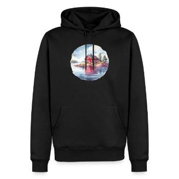 Maison suédoise cadeau de vacances maison suédoise - Sweat à capuche Premium bio Homme - noir - Devant - Nico (187cm)