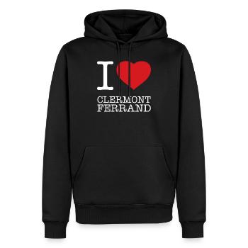 J’AIME CLERMONT-FERRAND France Frankreich - Sweat à capuche Premium bio Homme - noir - Devant - Nico (187cm)