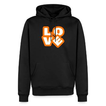 LOVE - Männer Premium Bio Hoodie - Schwarz - Vorne - Nico (187cm)