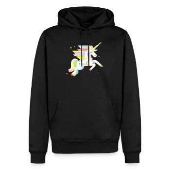 Licorne géométrique délicate – Rêveuse et magique - Sweat à capuche Premium bio Homme - noir - Devant - Nico (187cm)
