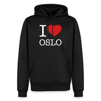 I LOVE OSLO Norway Norwegen - Männer Premium Bio Hoodie - Schwarz - Vorne - Nico (187cm)