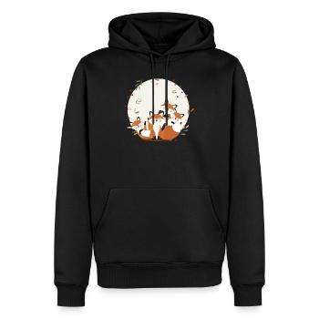 Happy fox family – Conception harmonieuse des animaux de la forêt - Sweat à capuche Premium bio Homme - noir - Devant - Nico (187cm)