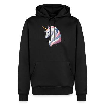 Geometrisches Einhorn – Moderne Eleganz - Männer Premium Bio Hoodie - Schwarz - Vorne - Nico (187cm)