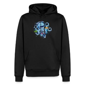 Gaming Oktopus mit Controller - Männer Premium Bio Hoodie - Schwarz - Vorne - Nico (187cm)
