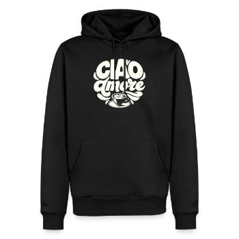 Ciao Amore Cappuccino Italie - Sweat à capuche Premium bio Homme - noir - Devant - Nico (187cm)