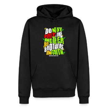 Ne vous haïssez pas les uns les autres Citation de la foi - Sweat à capuche Premium bio Homme - noir - Devant - Nico (187cm)