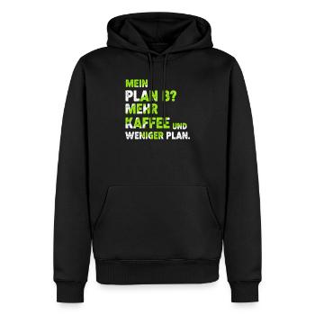 Mehr Kaffee statt Plan B - Männer Premium Bio Hoodie - Schwarz - Vorne - Nico (187cm)