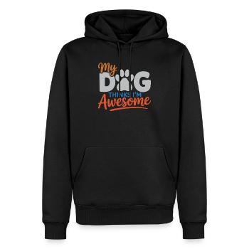 Mein Hund findet mich großartig - Männer Premium Bio Hoodie - Schwarz - Vorne - Nico (187cm)
