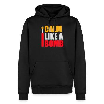 Calme comme une bombe Paradoxe Ironie Humour Blague explosive - Sweat à capuche Premium bio Homme - noir - Devant - Nico (187cm)