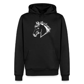 Pferd weiß weißes Pferd Pferdekopf Geschenk - Männer Premium Bio Hoodie - Schwarz - Vorne - Nico (187cm)