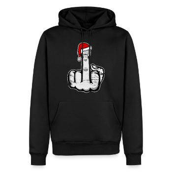 Christmas Middle Finger with Santa Hat - Men’s Premium Organic Hoodie - black - Front - Nico (187cm)
