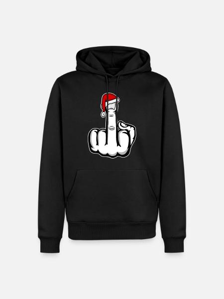 Christmas Middle Finger with Santa Hat - Men’s Premium Organic Hoodie - black