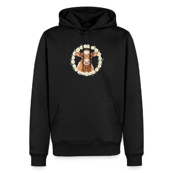 Braune Kuh - Männer Premium Bio Hoodie - Schwarz - Vorne - Nico (187cm)