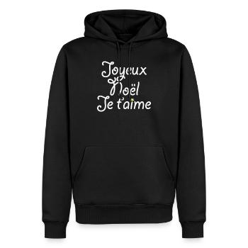 Frohe Weihnachten Ich liebe dich - Männer Premium Bio Hoodie - Schwarz - Vorne - Nico (187cm)