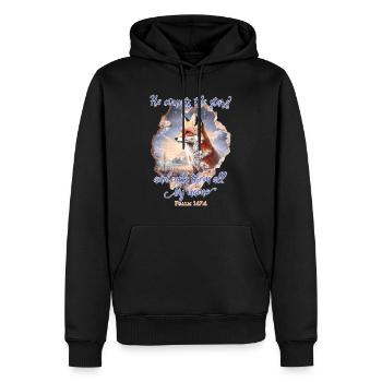 Fox Bible Verse Christian - Sweat à capuche Premium bio Homme - noir - Devant - Nico (187cm)