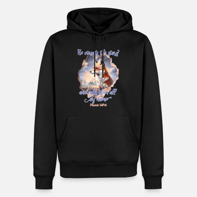Fuchs Bibelvers Christlich - Männer Premium Bio Hoodie - Schwarz