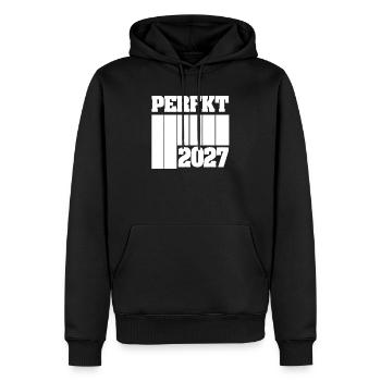Einzigartig 2027 - Männer Premium Bio Hoodie - Schwarz - Vorne - Nico (187cm)
