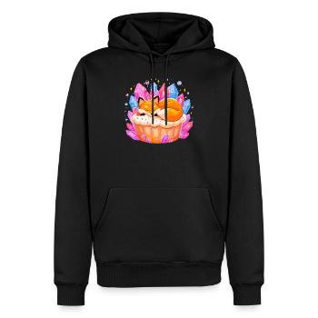 Schlafender Fuchs im Kristallcupcake - Männer Premium Bio Hoodie - Schwarz - Vorne - Nico (187cm)