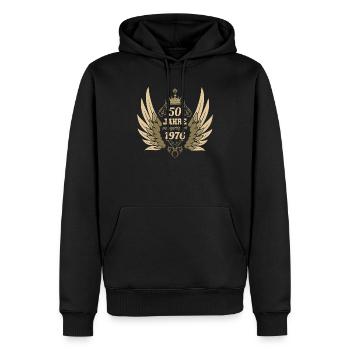Ailes d’ange vintage uniques pour le 50e anniversaire - Sweat à capuche Premium bio Homme - noir - Devant - Nico (187cm)