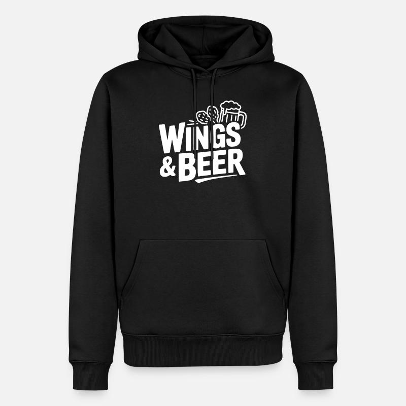 Wings and Beer - Männer Premium Bio Hoodie - Schwarz