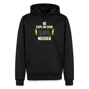 Warum Wir Motorrad Fahren, - Männer Premium Bio Hoodie - Schwarz - Vorne - Nico (187cm)
