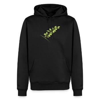 Blätterzweig Buche - Aquarell - Männer Premium Bio Hoodie - Schwarz - Vorne - Nico (187cm)