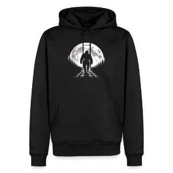 Bigfoot sur les voies ferrées - Sweat à capuche Premium bio Homme - noir - Devant - Nico (187cm)