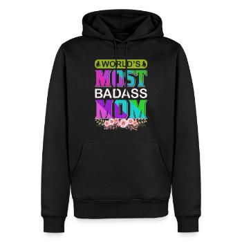 World's Badass Mom – Mutiges, florales Muttertagsgeschenk - Männer Premium Bio Hoodie - Schwarz - Vorne - Nico (187cm)